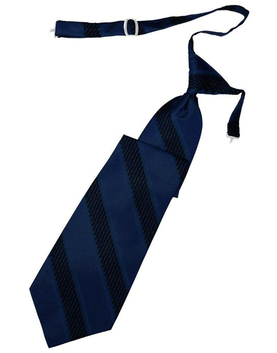 Navy Venetian Stripe Long Tie - Tuxedo Club