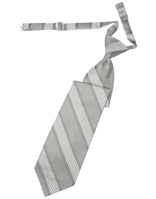 Platinum Venetian Stripe Long Tie - Tuxedo Club