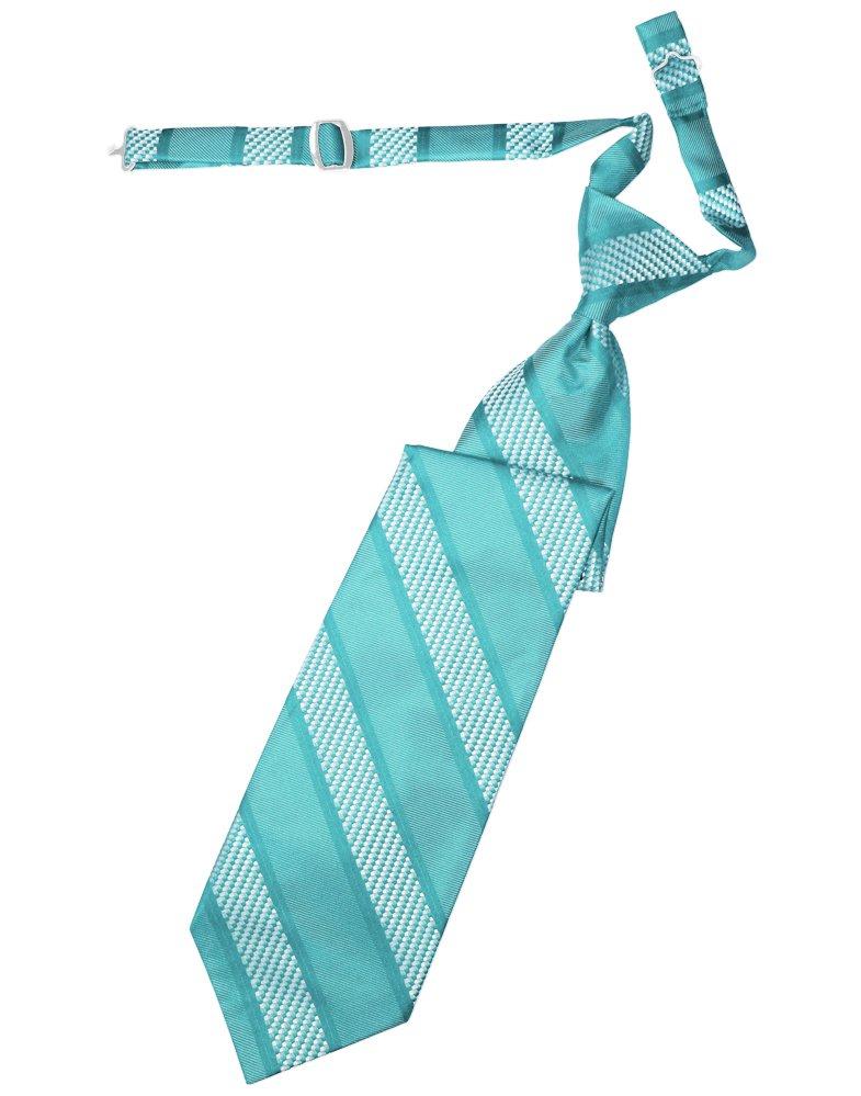 Turquoise Venetian Stripe Long Tie - Tuxedo Club