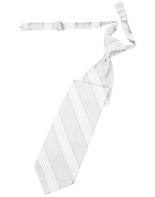 White Venetian Stripe Long Tie - Tuxedo Club