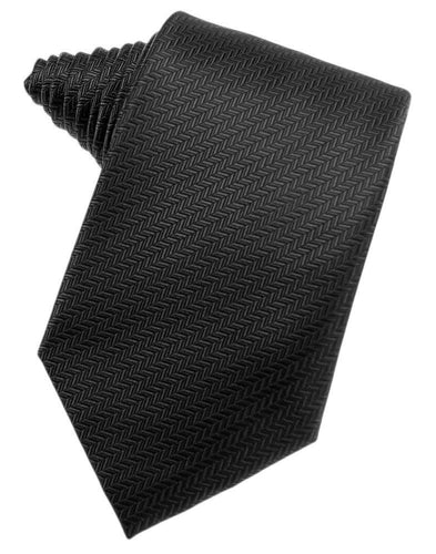 Black Herringbone Suit Tie - Tuxedo Club