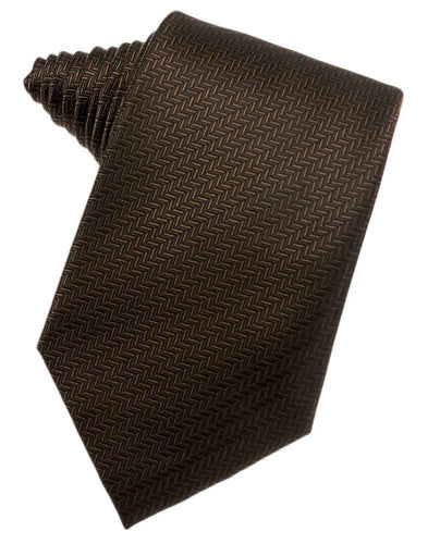 Chocolate Herringbone Suit Tie - Tuxedo Club