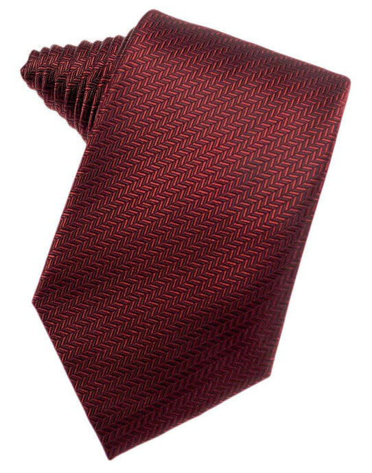 Claret Herringbone Suit Tie - Tuxedo Club