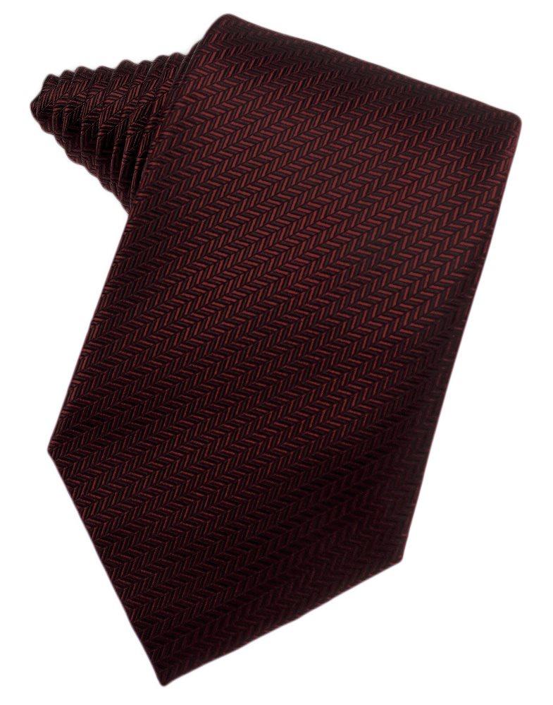 Merlot Herringbone Suit Tie - Tuxedo Club