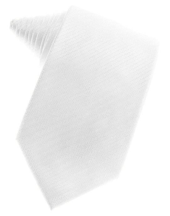 Pure White Herringbone Suit Tie - Tuxedo Club