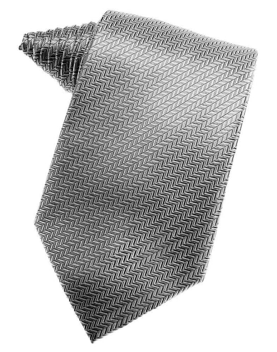 Silver Herringbone Suit Tie - Tuxedo Club