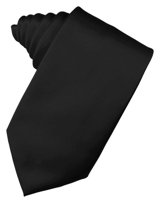 Black Solid Satin Suit Tie - Tuxedo Club