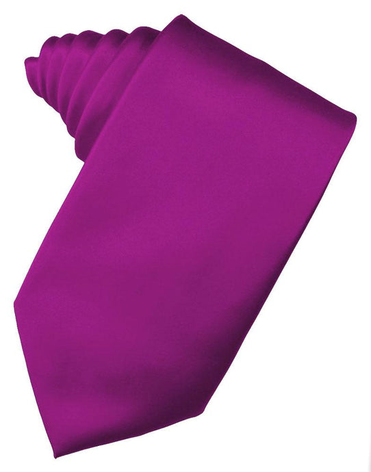 Cassis Solid Satin Suit Tie - Tuxedo Club