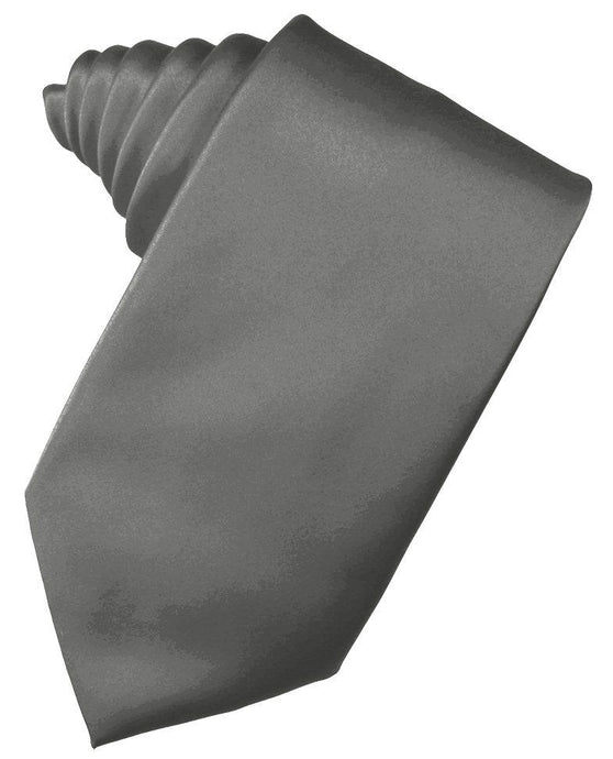 Charcoal Solid Satin Suit Tie - Tuxedo Club