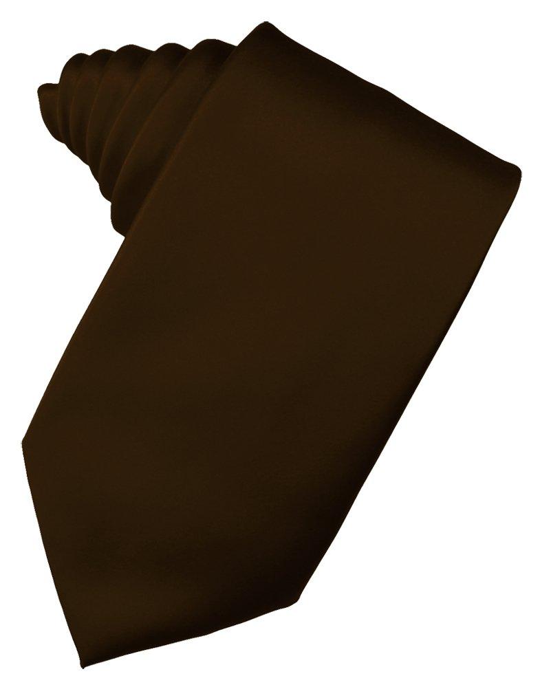 Chocolate Solid Satin Suit Tie - Tuxedo Club
