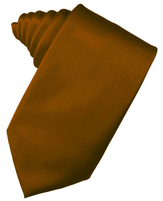 Cognac Solid Satin Suit Tie - Tuxedo Club