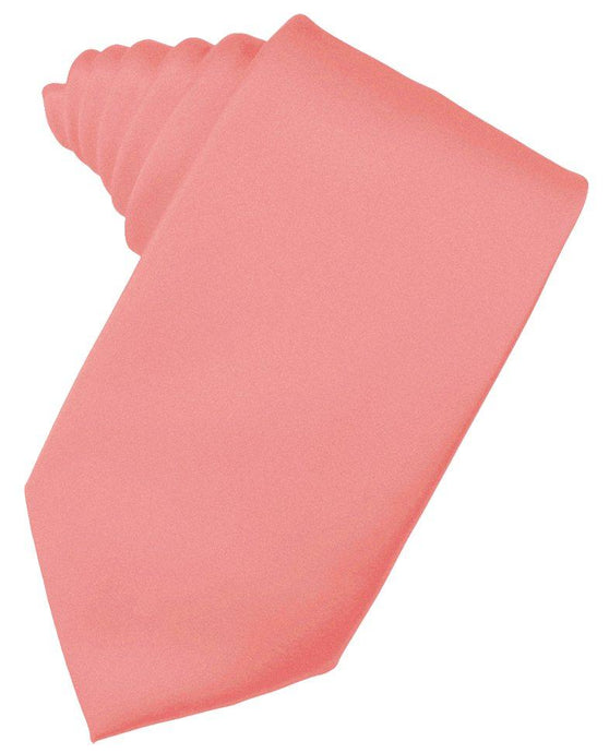 Coral Reef Solid Satin Suit Tie - Tuxedo Club