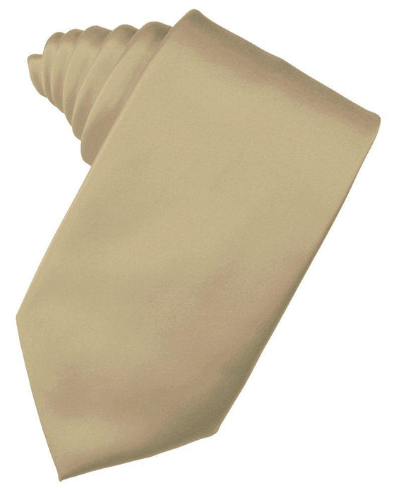 Golden Solid Satin Suit Tie - Tuxedo Club