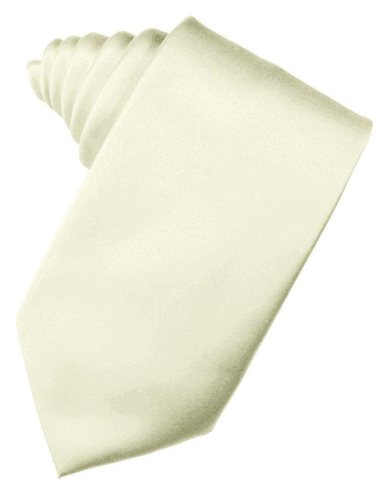 Ivory Solid Satin Suit Tie - Tuxedo Club