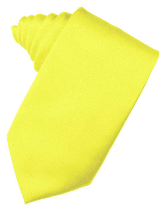 Lemon Solid Satin Suit Tie - Tuxedo Club