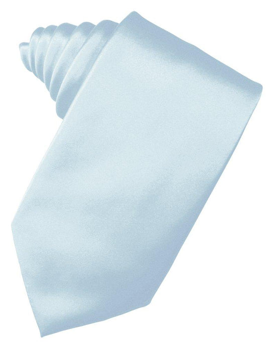 Light Blue Solid Satin Suit Tie - Tuxedo Club