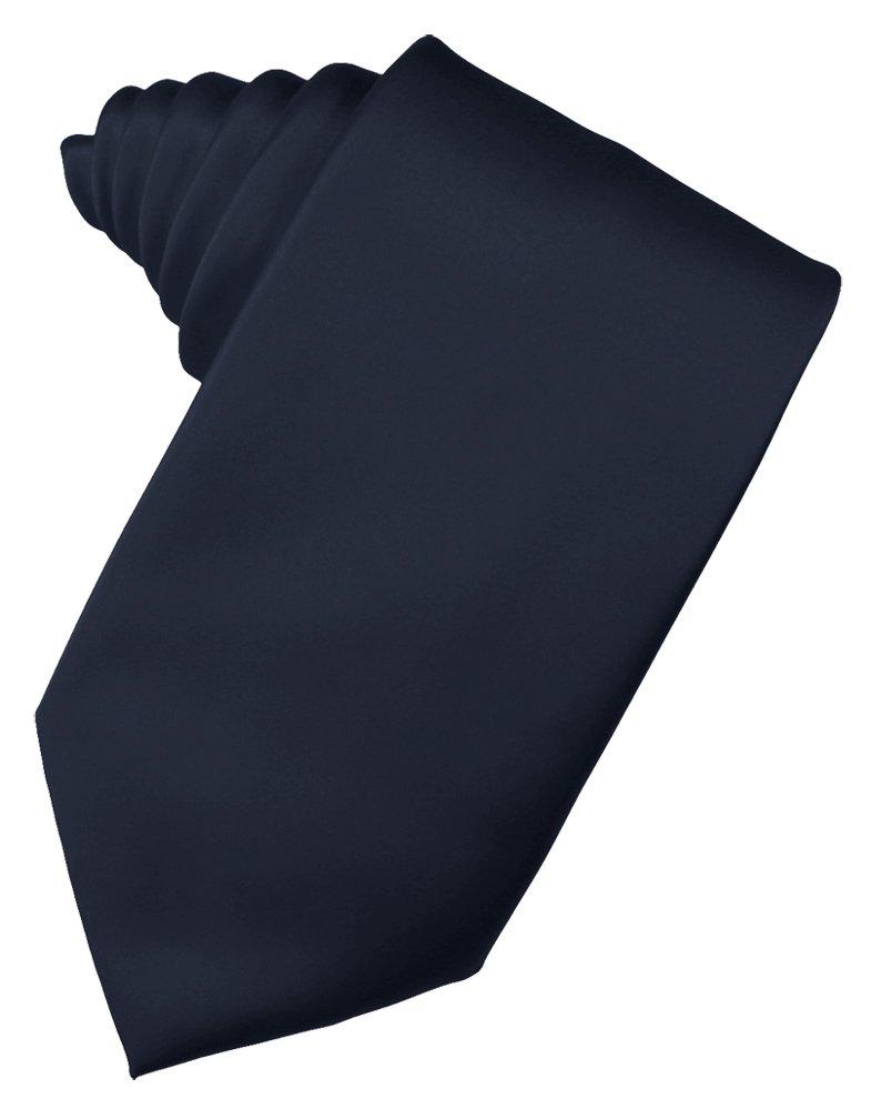 Midnight Blue Solid Satin Suit Tie - Tuxedo Club