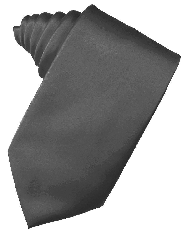 Pewter Solid Satin Suit Tie - Tuxedo Club