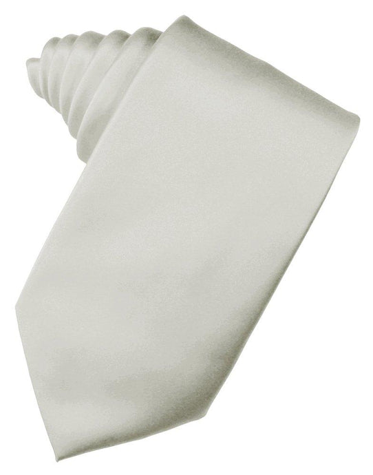 Platinum Solid Satin Suit Tie - Tuxedo Club