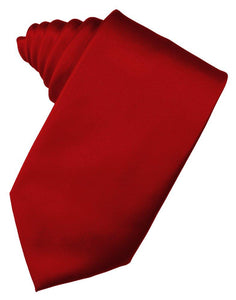 Scarlet Solid Satin Suit Tie - Tuxedo Club