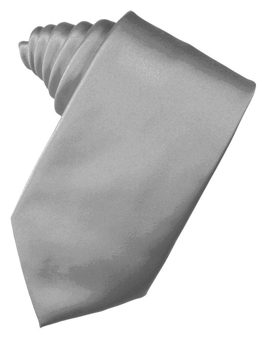 Silver Solid Satin Suit Tie - Tuxedo Club