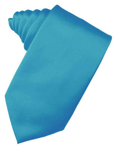 Turquoise Solid Satin Suit Tie - Tuxedo Club