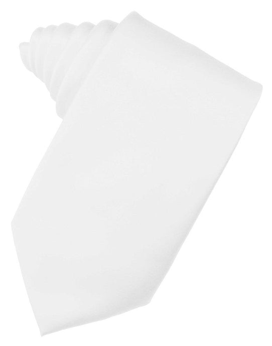 White Solid Satin Suit Tie - Tuxedo Club