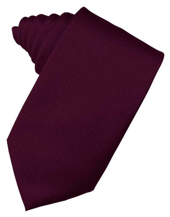 Wine Solid Satin Suit Tie - Tuxedo Club