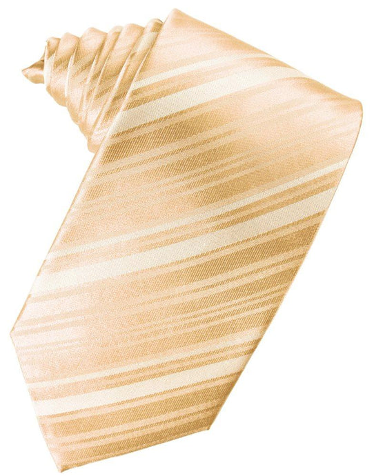 Apricot Striped Satin Suit Tie - Tuxedo Club