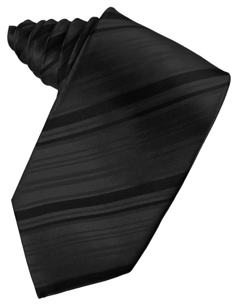 Black Striped Satin Suit Tie - Tuxedo Club
