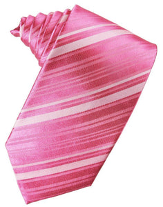 Bubblegum Striped Satin Suit Tie - Tuxedo Club