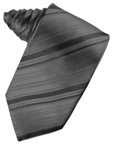 Charcoal Striped Satin Suit Tie - Tuxedo Club