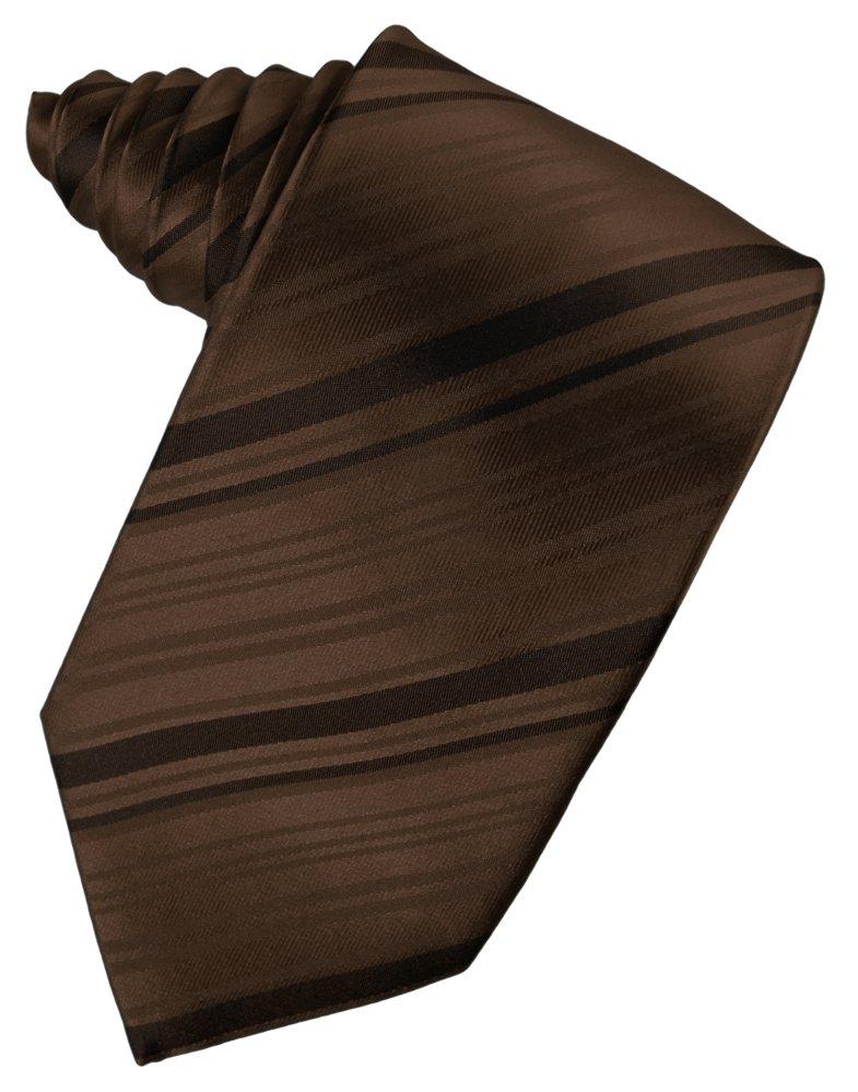 Chocolate Striped Satin Suit Tie - Tuxedo Club