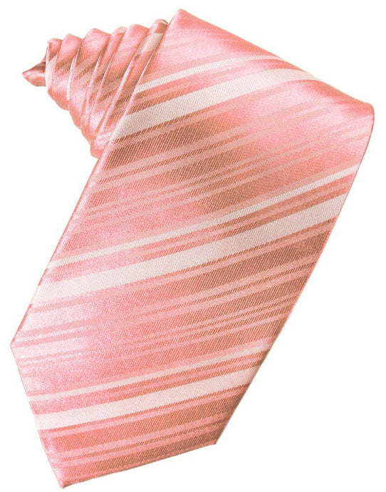 Coral Reef Striped Satin Suit Tie - Tuxedo Club