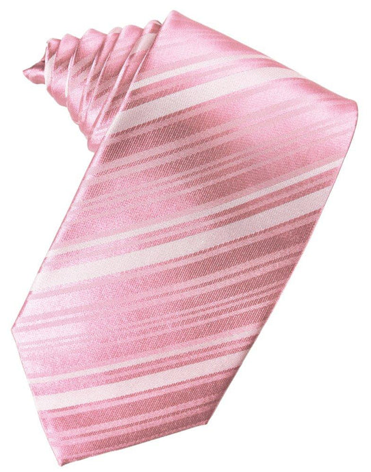 Coral Striped Satin Suit Tie - Tuxedo Club