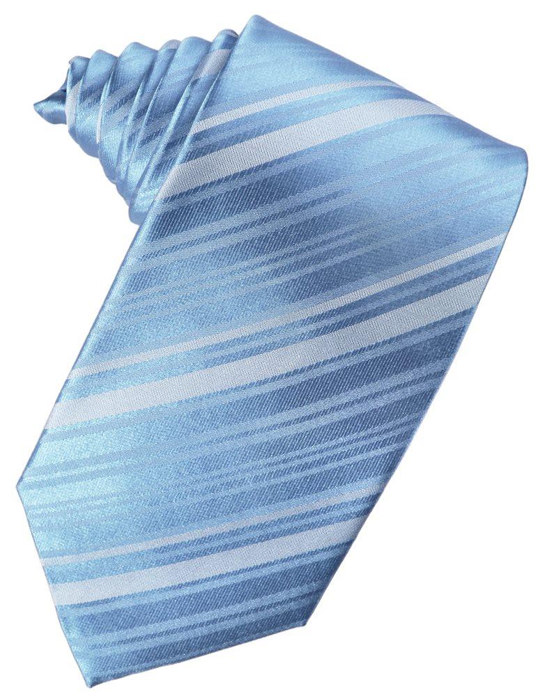 Cornflower Striped Satin Suit Tie - Tuxedo Club