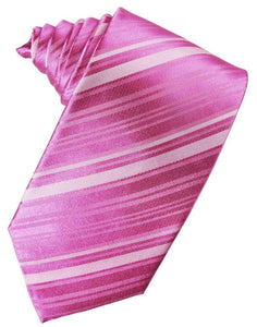 Fuchsia Striped Satin Suit Tie - Tuxedo Club