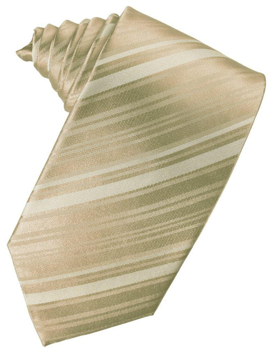 Golden Striped Satin Suit Tie - Tuxedo Club