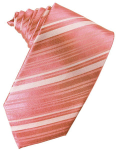 Guava Striped Satin Suit Tie - Tuxedo Club