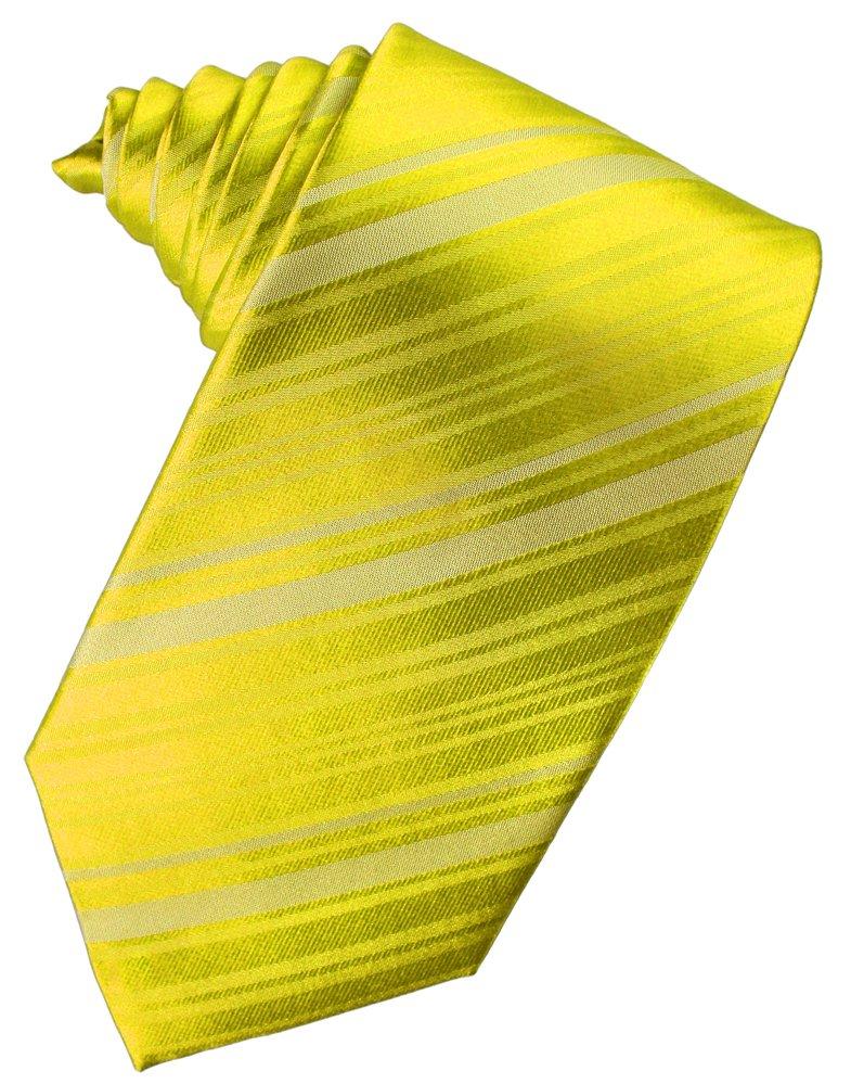 Lemon Striped Satin Suit Tie - Tuxedo Club