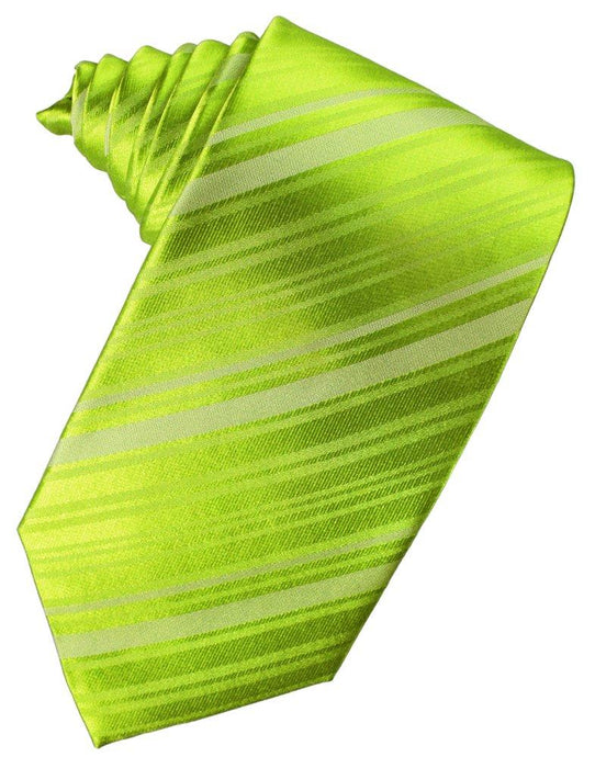 Lime Striped Satin Suit Tie - Tuxedo Club