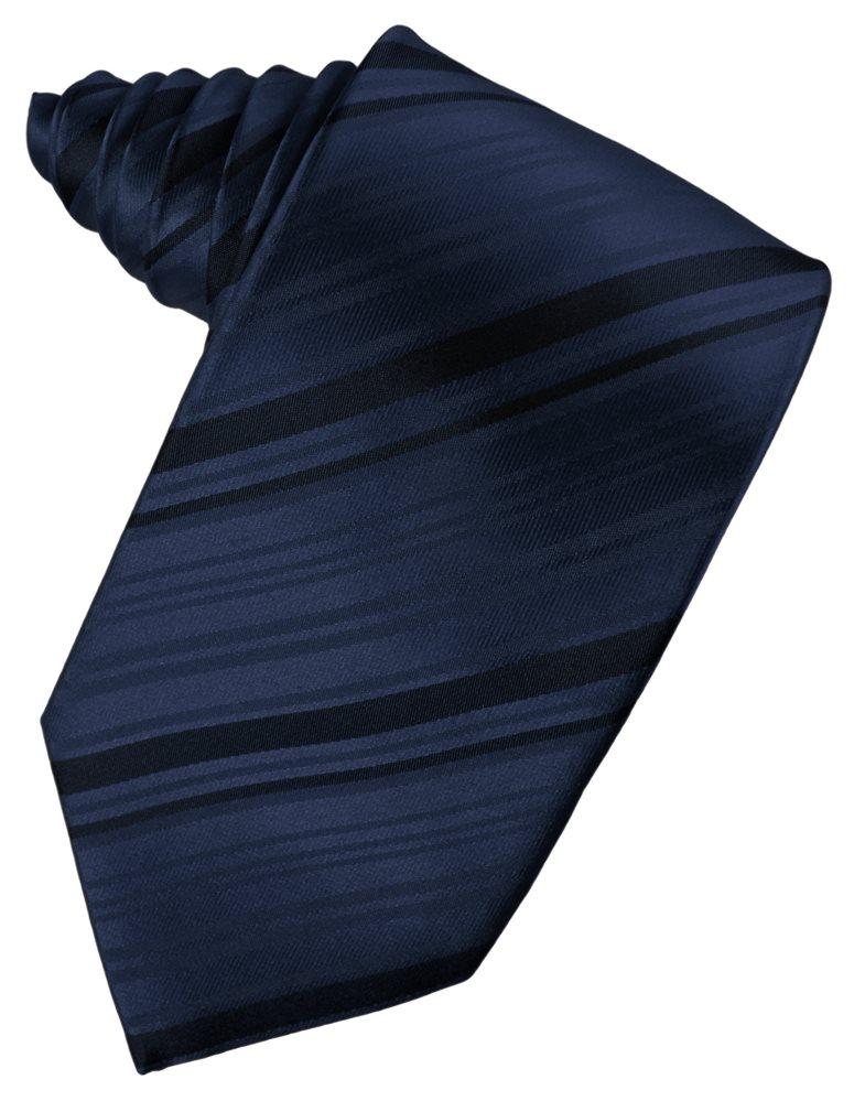 Midnight Blue Striped Satin Suit Tie - Tuxedo Club