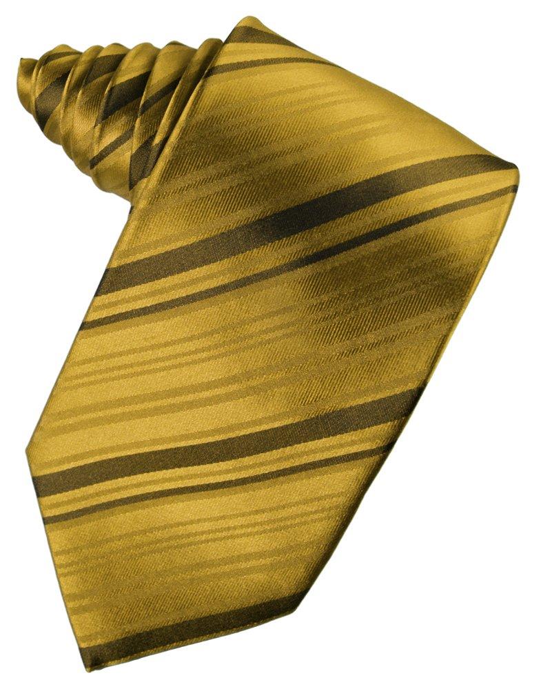 New Gold Striped Satin Suit Tie - Tuxedo Club