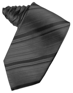 Pewter Striped Satin Suit Tie - Tuxedo Club