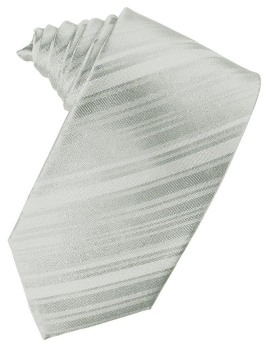 Platinum Striped Satin Suit Tie - Tuxedo Club
