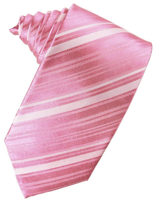 Rose Petal Striped Satin Suit Tie - Tuxedo Club