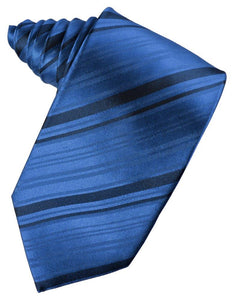 Royal Blue Striped Satin Suit Tie - Tuxedo Club