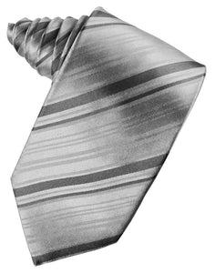Silver Striped Satin Suit Tie - Tuxedo Club