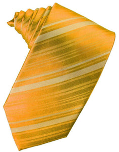 Tangerine Striped Satin Suit Tie - Tuxedo Club