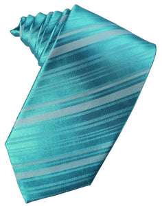 Turquoise Striped Satin Suit Tie - Tuxedo Club